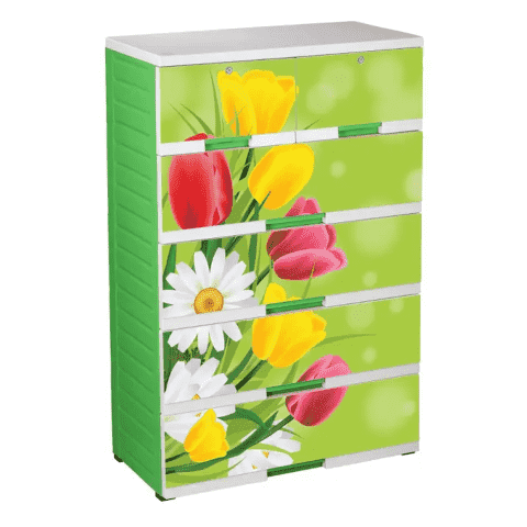 Premio Double 5D 5 Step Wardrobe - Green and White