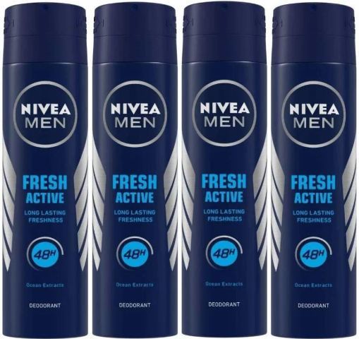 NIVEA Fresh Active Deodorant For Men (Pack Of 4) Body Spray - For Men - Price in India, Buy NIVEA Fr