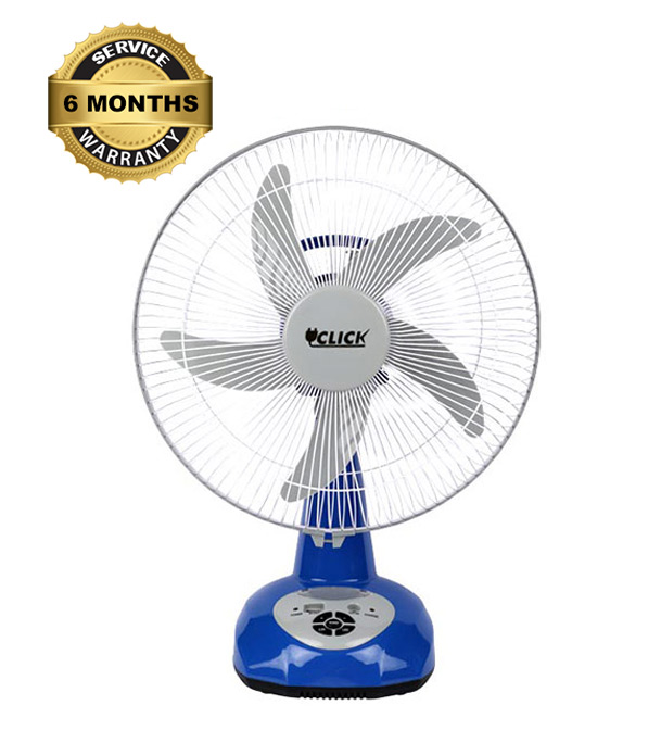 CLICK Rechargeable Table Fan-14'' Blue With USB Charging System